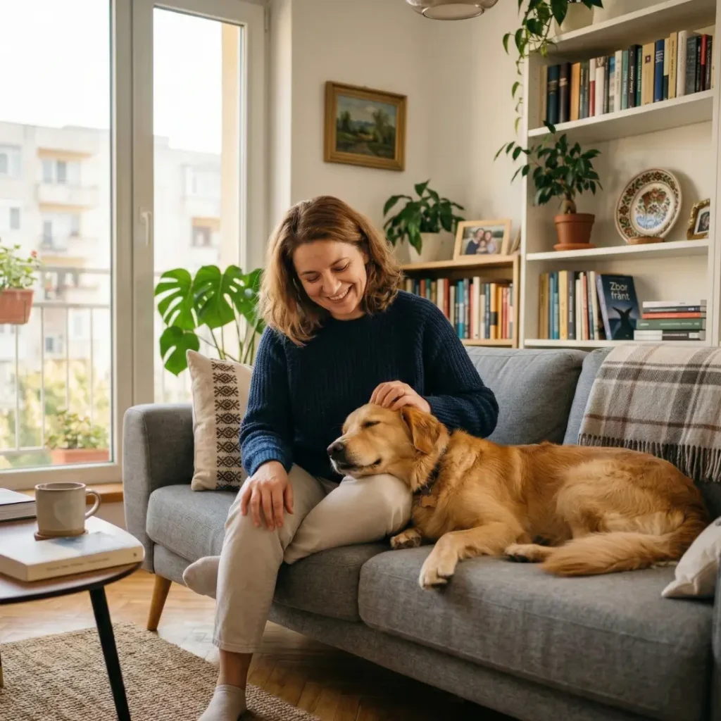 Proprietara linistita langa cainele ei pentru care are asigurare animale de companie