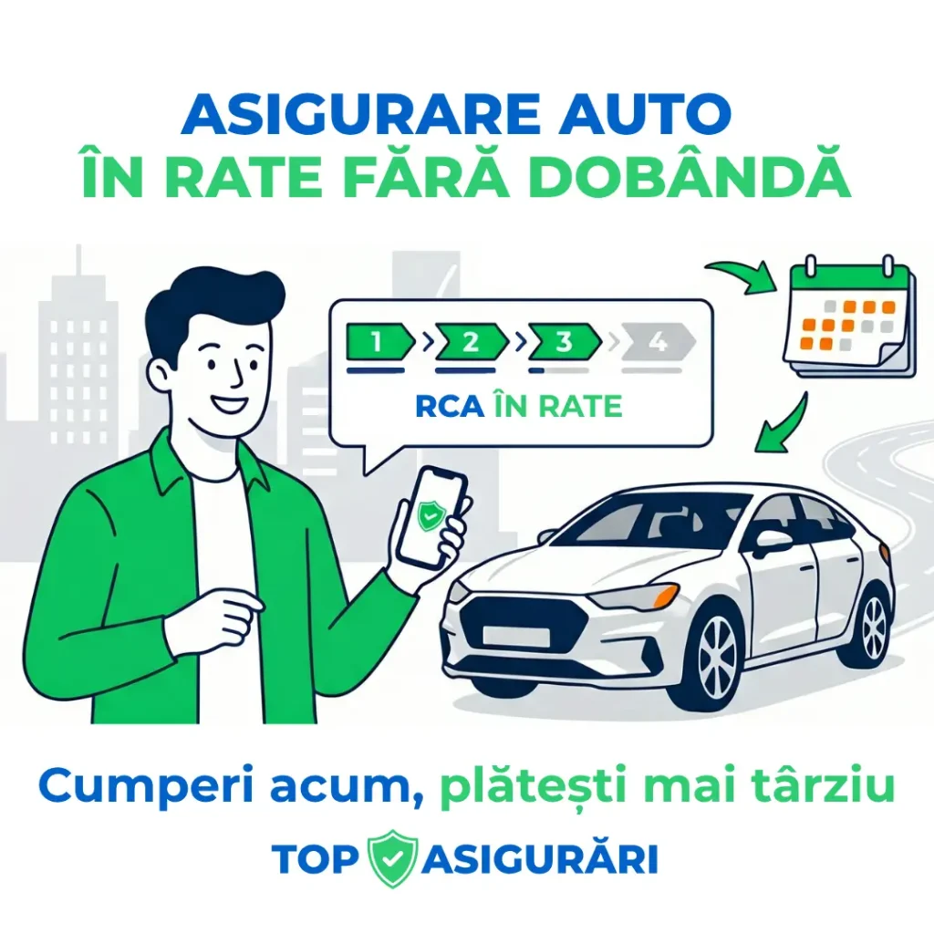 Bărbat folosind telefonul pentru a cumpăra o asigurare auto în rate fără dobândă.