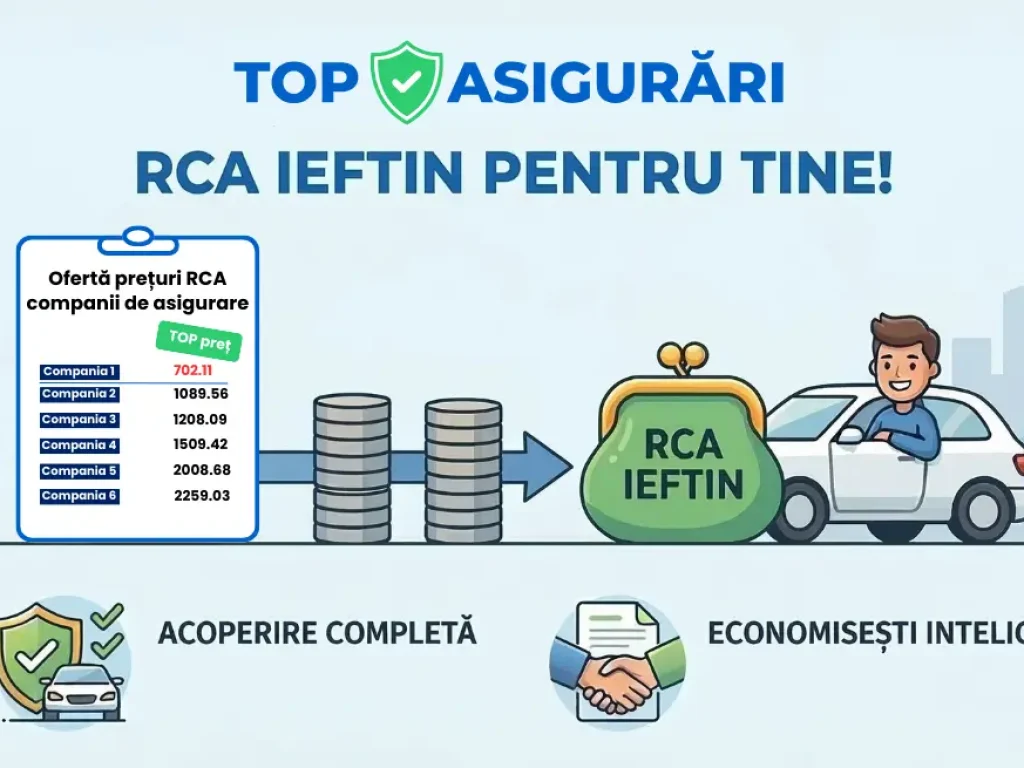 Comparație oferte RCA ieftin 2026 de la multiple companii de asigurări – prețuri reale și cel mai mic preț evidențiat la Top Asigurări